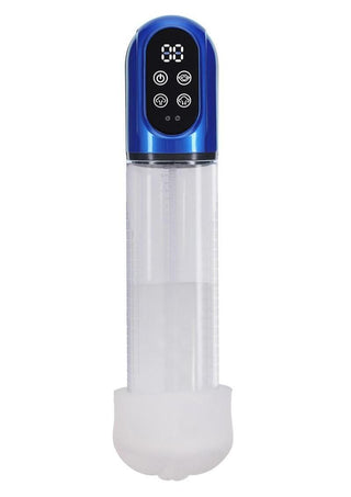 Pumped Engage 6 Function Automatic Rechargeable Penis Pump - Metallic - Blue