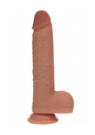 Realrock Dual Layered Silicone Realistic Vibrating Thrusting Dildo with Balls and Suction Cup