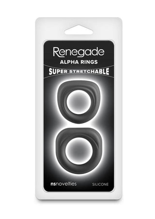 Renegade Alpha Rings Silicone Cockring - Black - 2 Piece/Set