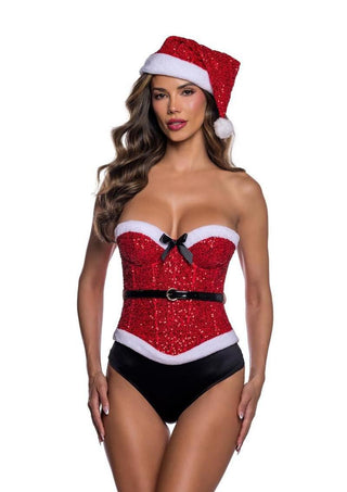 Roma Santa Baby Corset and Hat - Red/White - Small - 2 Piece/Set