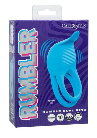 Rumbler Rumble Rechargeable Silicone Dual Cock Ring - Blue