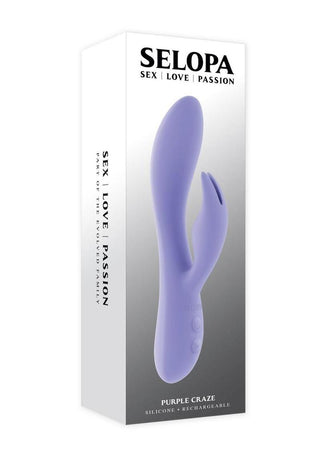 Selopa Purple Craze Rechargeable Silicone Rabbit Vibrator - Purple