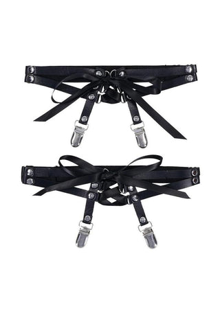 Sex and Mischief Laced Up Garters - Black