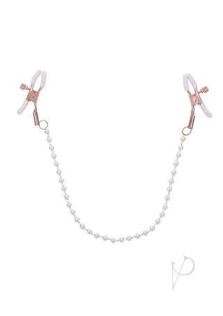 Sex and Mischief Peaches 'N Creame Pearl Nipple Clamps - Ivory/Rose Gold