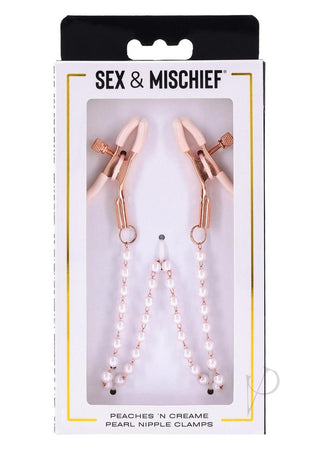 Sex and Mischief Peaches 'N Creame Pearl Nipple Clamps - Ivory/Rose Gold