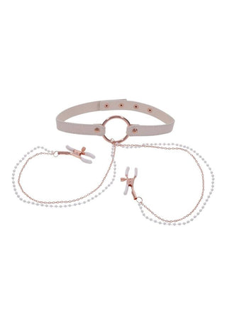 Sex and Miscielf Peaches 'N Creame Collar with Nipple Clamps