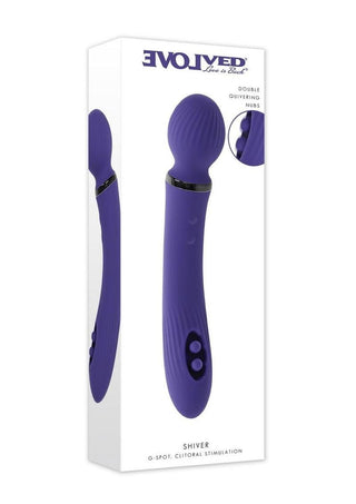 Shiver Dual End Rechargeable Silicone Vibrator - Purple