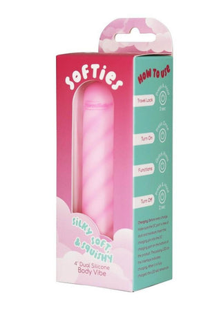 Softies Dual Rechargeable Silicone Body Bullet Vibrator - Pink - 4in