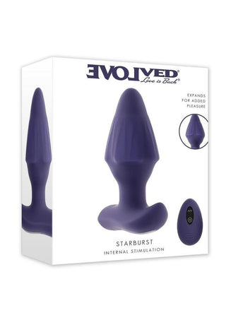 Starburst Rechargeable Silicone Expandable Anal Plug with Remote - Purple