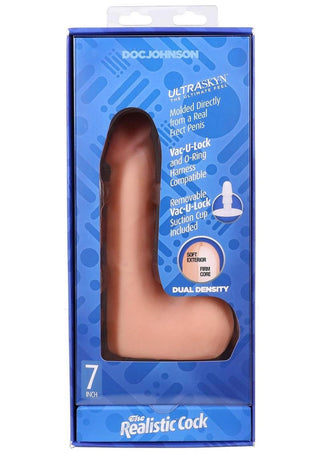 The Realistic Cock with Balls Ultraskyn Removable Vac-U-Lock Suction Cup - Vanilla - 7in