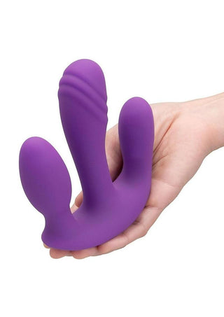 Together Blended Pleasure Rechargeable Silicone Triple Pronged Vibrator with Remote Control