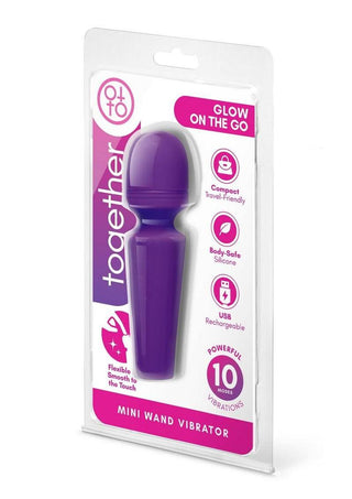 Together Glow On The Go Mini Wand Silicone Rechargeable Vibrator - Purple