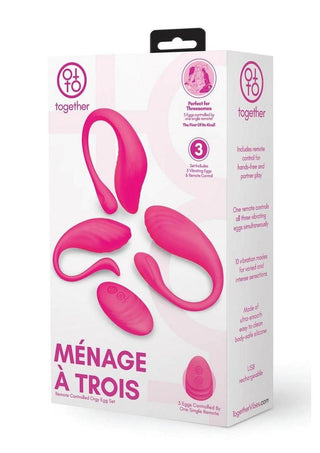 Together Menage A Trois Rechargeable Silicone Remote Control Orgy Egg - Pink - Set