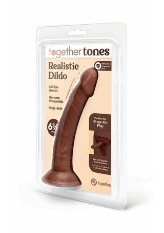 Together Realistic Dildo with Suction Base - Chocolate - 6.75in