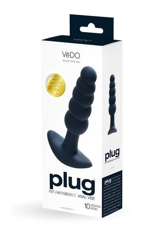 Vedo Plug Rechargeable Silicone Anal Plug - Black