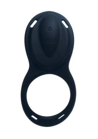 Vedo Riski Rechargeable Silicone Clitoral Vibrating Cock Ring For Couples - Black