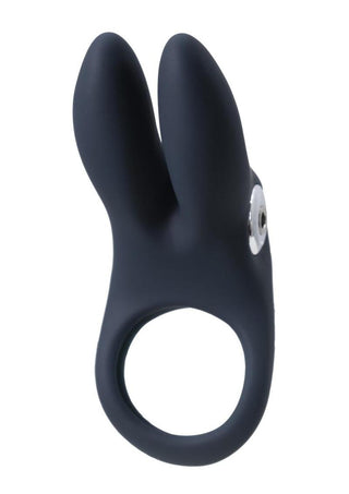 Vedo Sexy Bunny Rechargeable Silicone Couples Cock Ring - Black Pearl
