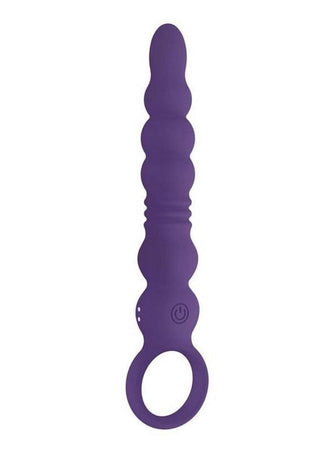 Vibrating Buttfuc Thrusting Rechargeable Silicone Anal Wand - Purple