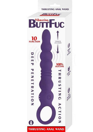 Vibrating Buttfuc Thrusting Rechargeable Silicone Anal Wand - Purple