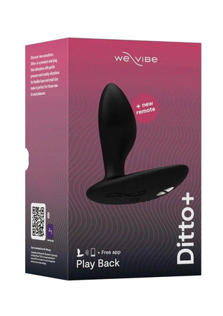 We-Vibe Ditto+ App Compatible Vibrating Rechargeable Silicone Butt Plug with Remote Control - Satin - Black