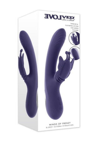 Wings Of Frenzy Rechargeable Silicone Multi Vibrator with Clitoral Stimulator - Purple