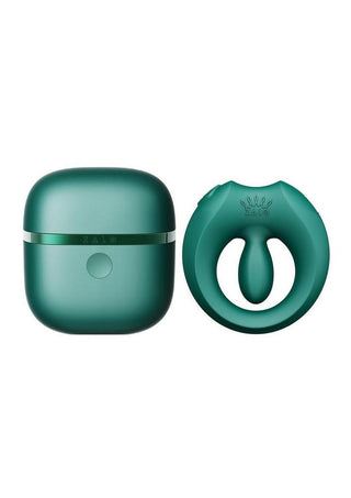 Zalo Apis Rechargeable Silicone App Compatible Vibrating Couple's Ring - Green