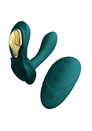 Zalo Aya Rechargeable Silicone Wearable Vibrator - Gold/Green