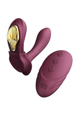 Zalo Aya Rechargeable Silicone Wearable Vibrator - Gold/Purple