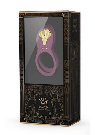 Zalo Bayek Rechargeable Silicone App Compatible Vibrating Couples Ring - Gold/Purple