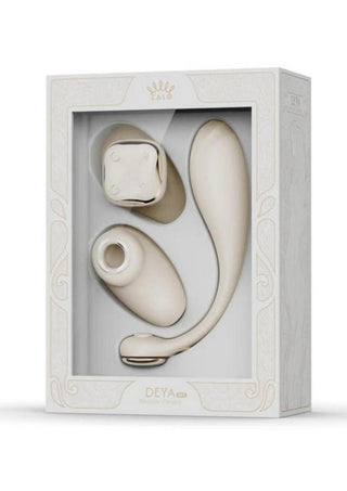 Zalo Deya Rechargeable Silicone App Compatible Wearable Vibrator - Gold/White - Set