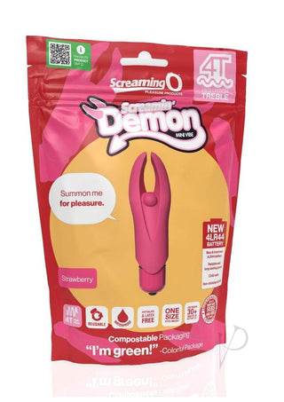 4t Demon Rechargeable Silicone Mini Clitoral Stimulating Vibrator - Red/Strawberry