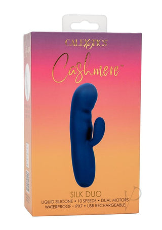 Cashmere Silk Duo Rechargeable Silicone Rabbit Vibrator - Blue