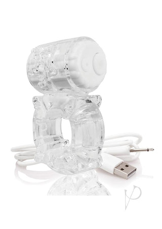 Charged Bigo Rechargeable Waterproof Vibrating Cock Ring - Clear