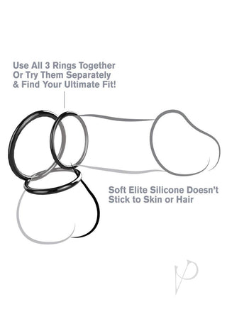 Fantasy C-Ringz Silicone 3-Ring Stamina Cock Ring - Black - Set