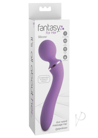 Fantasy For Her Duo Wand Massage Her Silicone Rechargeable Waterproof - Purple