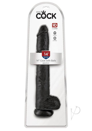 King Cock Dildo with Balls - Black - 14in