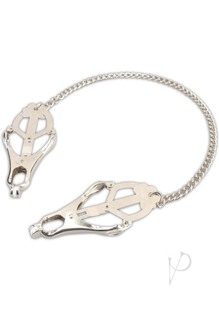Lux Fetish Japanese Clover Steel Nipple Clamps Adjustable - Metal