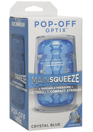 Main Squeeze Pop Off Ultraskyn Compact Masturbator - Blue/Clear/Crystal