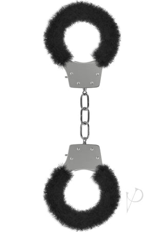 Ouch! Pleasure Furry Handcuffs - Black/Metal