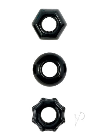 Renegade Chubbies Super Stretchable Cock Rings - Black - Set Of 3
