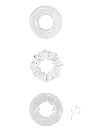 Renegade Dyno Rings Super Stretchable Cock Rings - Clear - Set Of 3