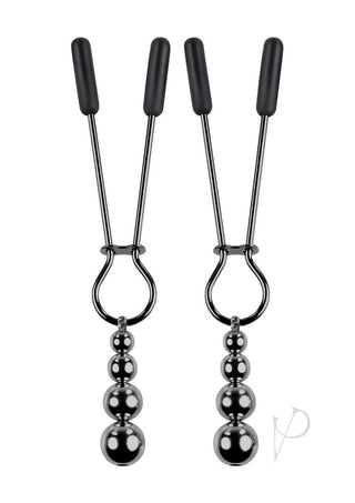 Selopa Beaded Nipple Clamps - Black Chrome - Black