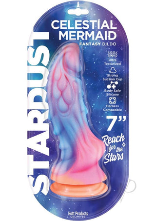 Stardust Cestial Mermaid Silicone Dildo with Suction Cup - Multicolor - 7in