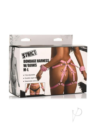 Strict Bondage Harness with Bows - Pink - Large/Medium