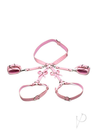 Strict Bondage Harness with Bows - Pink - XLarge/XXLarge