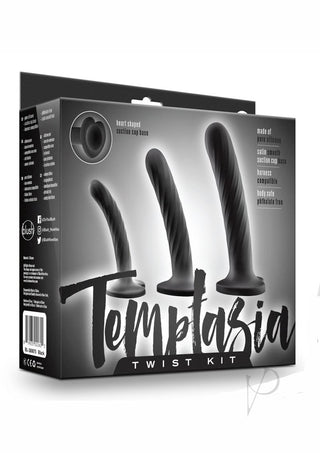 Temptasia Twist Silicone Dildo Kit - Black - Set Of 3
