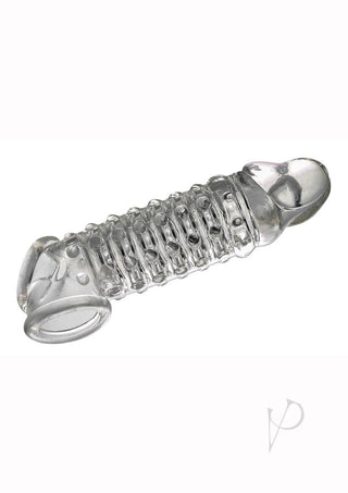 The 9's - Toppers Open Ended, Ribbed and Nubbed Penis Extender - Clear