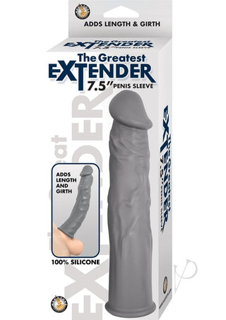 The Greatest Extender Silicone Penis Sleeve - Gray/Grey - 7.5in