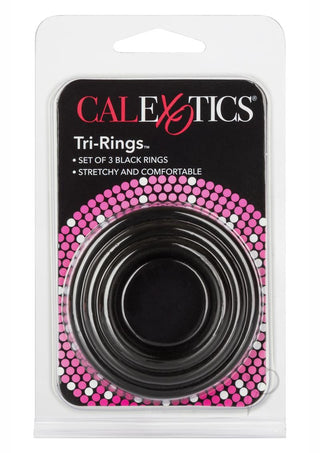 Tri Rings Cock Ring - Black - 3 Piece Set/Set
