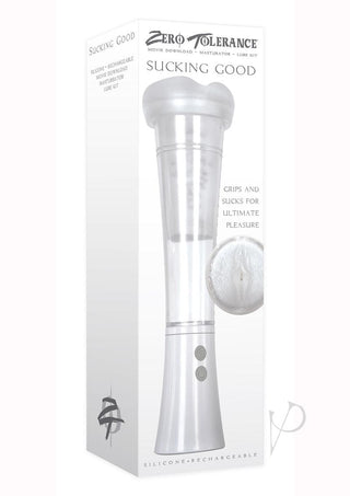 Zero Tolerance Sucking Good Rechargeable Vibrating Masturbator - Black/Vanilla